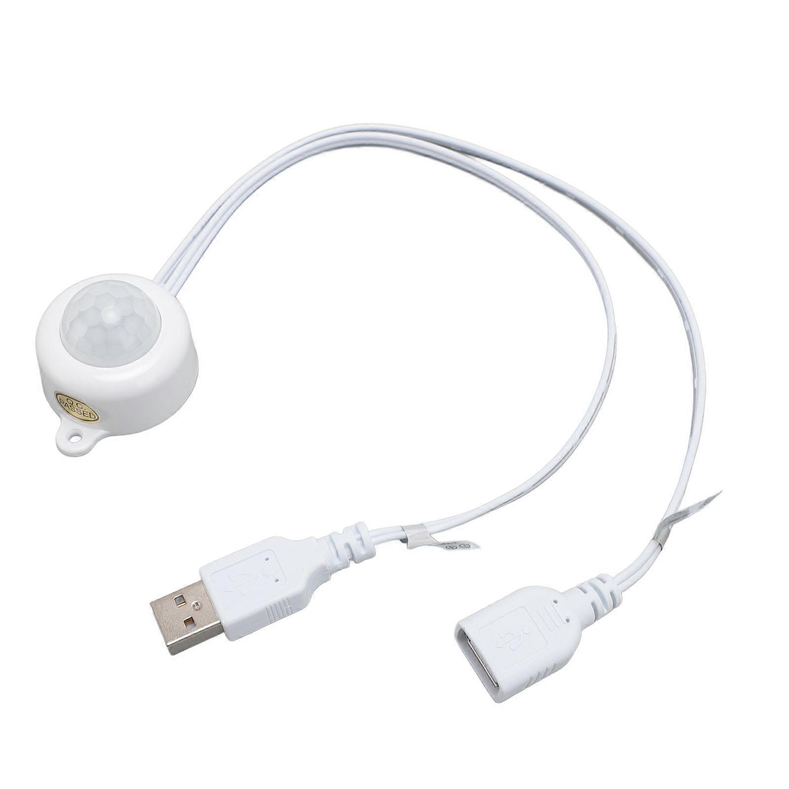 PIR Motion Activated Sensor USB Interface Plug and Play DC5V to 24V Infrared Sensor Controller for Light Control White