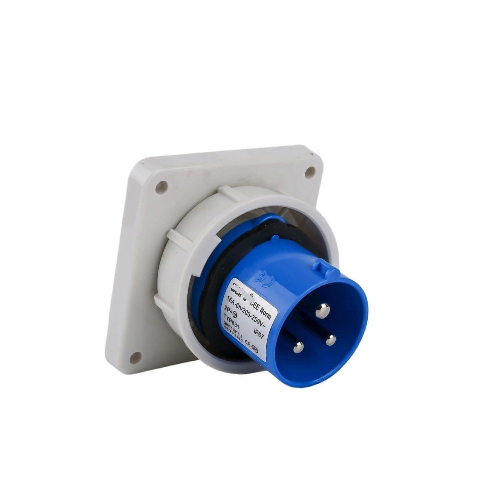 TYP831 Industrial Plug Concealed Straight Appliance Input Socket 16A 3-Core IP67