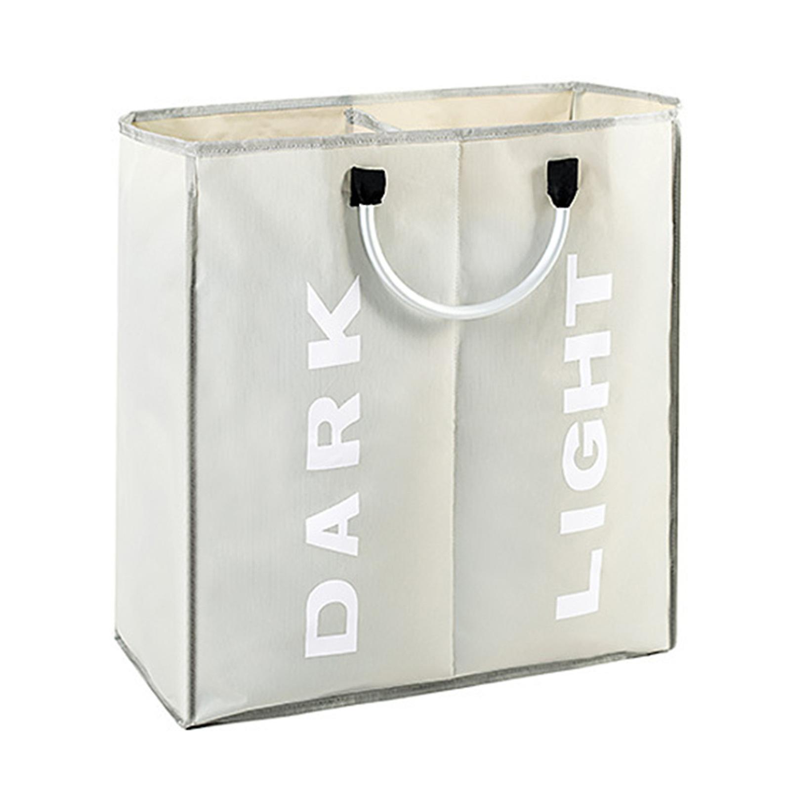 2 Sections Laundry Basket Waterproof Laundry Bag With Handle Foldable Hamper