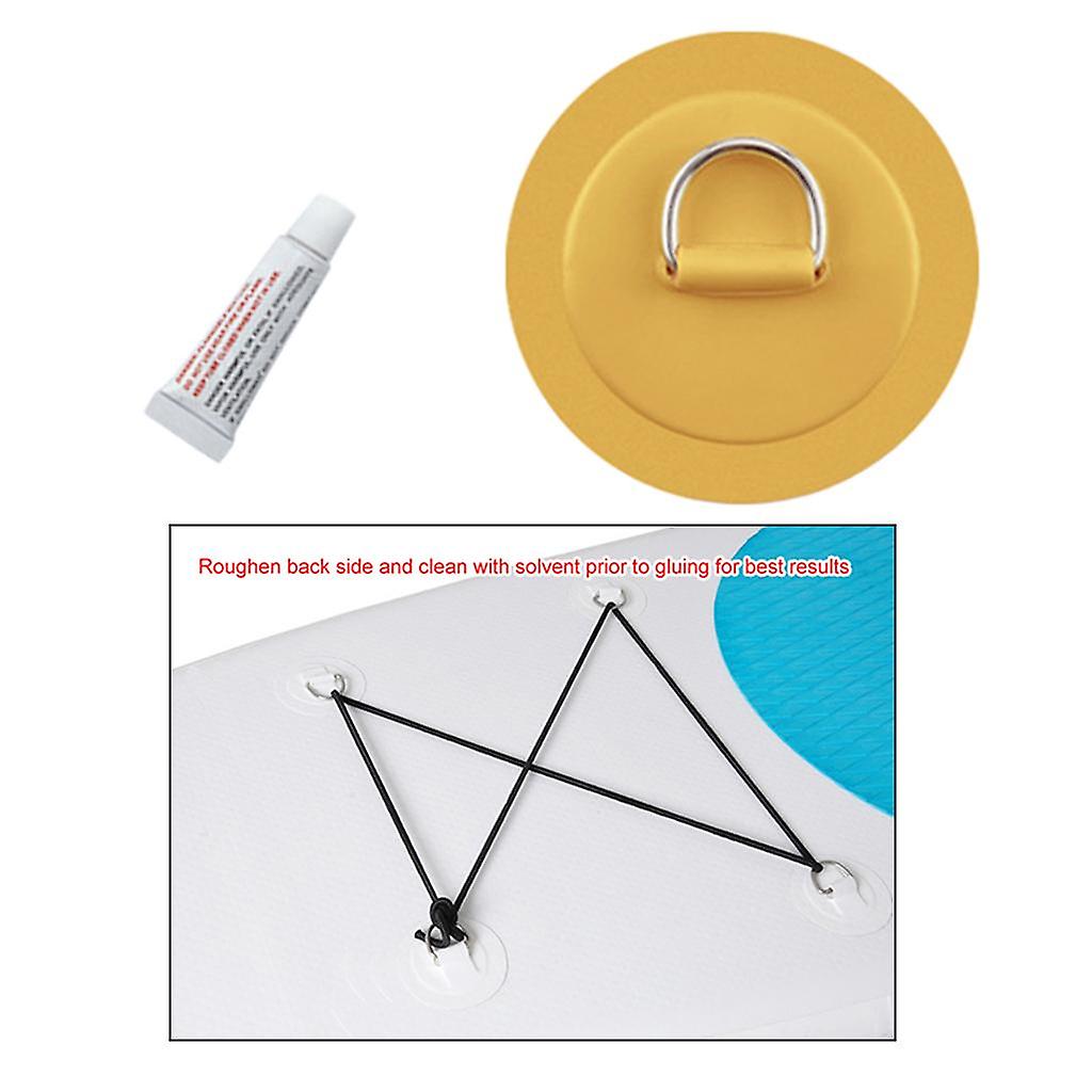 Rostfritt stål D-Ring Pad/Patch passar PVC Uppblåsbara båtar Gul