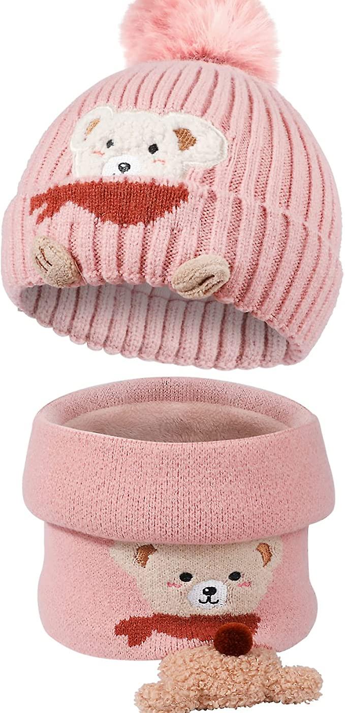 Lined, Warm Knitted Hat And Neck Warmer Set For Winter