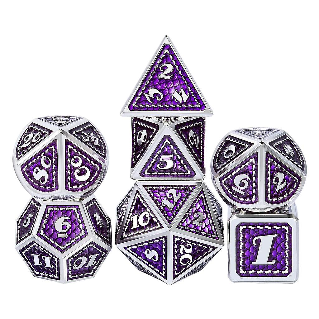7x Polyhedral Dice Multi-Sided Game Accessories Props RPG Dices for DND Purple
