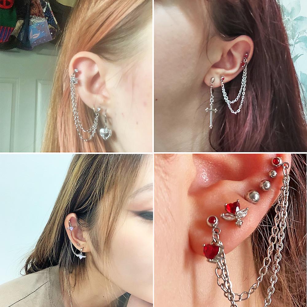 Orecchini Helix/Conch In Acciaio Chirurgico, Filettatura Interna, Zircone, 6 Mm, Ipoallergenici, Per Uomo E Donna