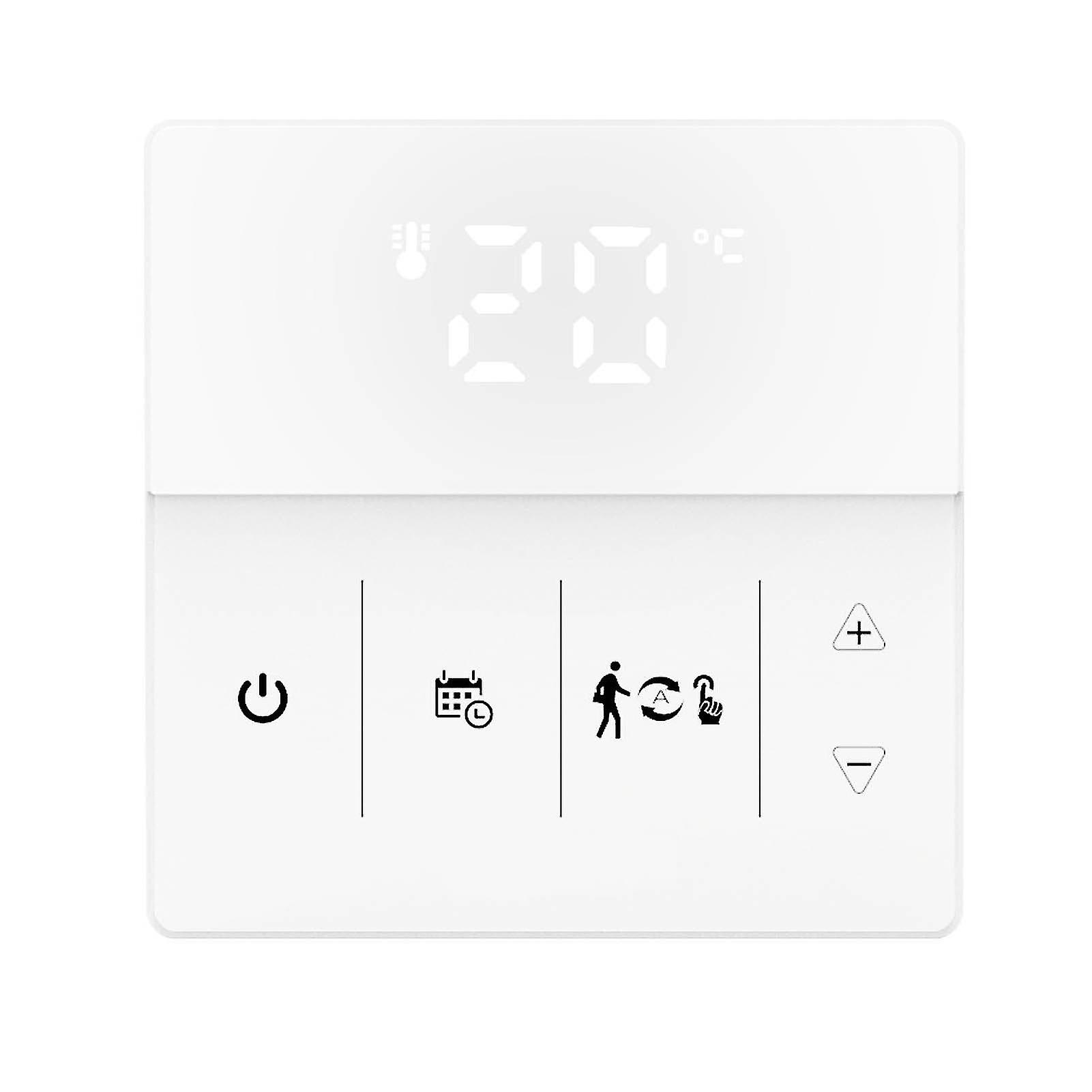 White Wifi Smart Thermostat Temperature Controller For Electric Floor Heating 16a Touch Control Weekly Programmable App/ Voice Control Compatible With