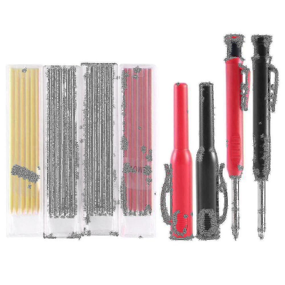 28 Pcs Solid Carpenter Pencil Set With Pencil Cap Setpencil Cap Refill Deep Hole Mechanical Pencil