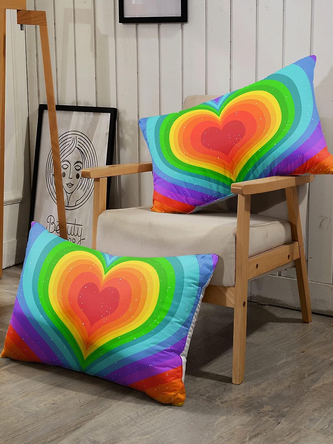 Love Heart Comforter Set - Copripiumino E Federe Con Cuori Arcobaleno, Microfibra Morbida, 200x200 Cm, Per Bambini E Ragazzi