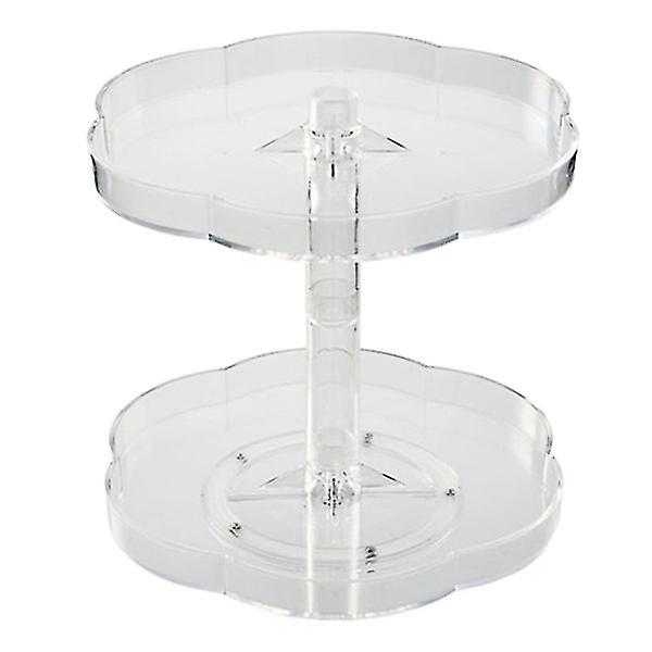 1pc Rotatable Storage Rack Double-layer Seasoning Jar Tray (transparent)