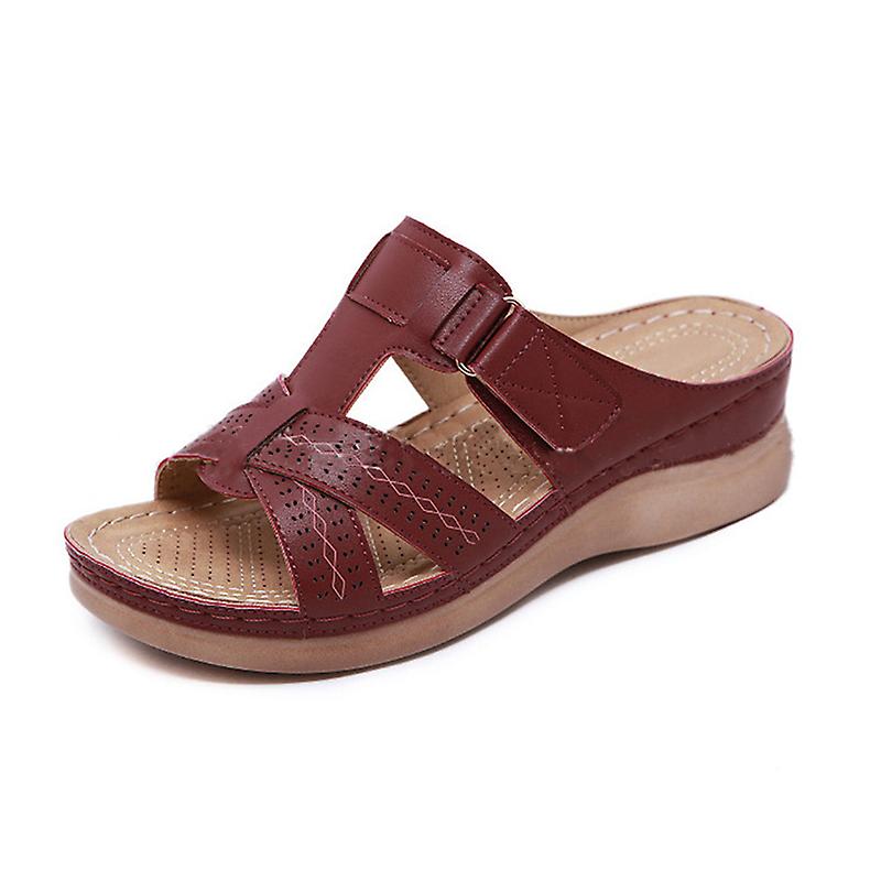 thumbnail image 1 of Mujer Tacón ortopédico Slip On Open Toe Mules Sandalias Zapatos Nuevas zapatillas, 1 of 2