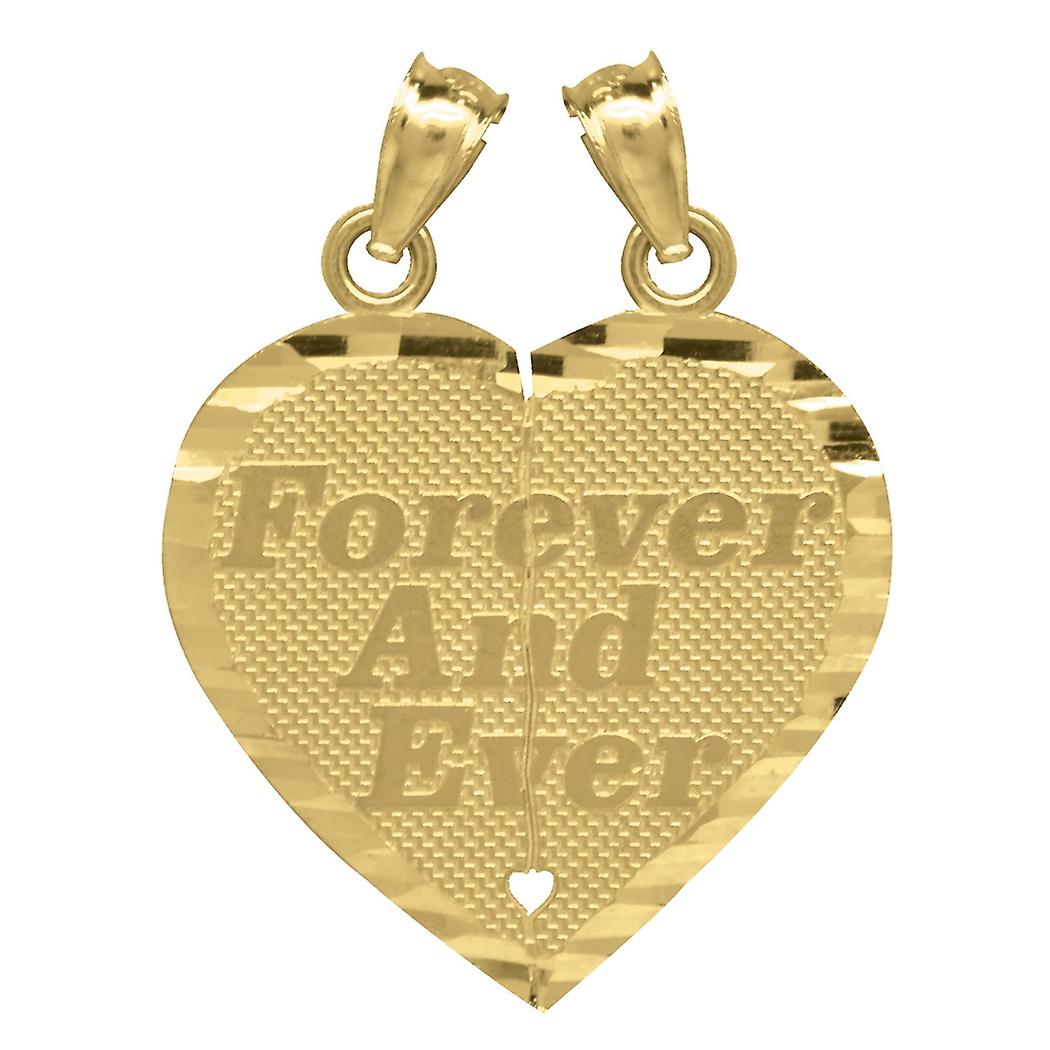 10k Gold Dc Unisex Friends Apart But Always Together Broken Height 27.5mm X Width 20.7mm Love Heart Penda Pendant Neckla