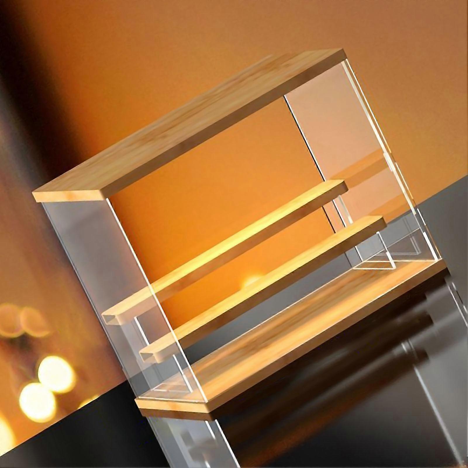 Toy Acrylic Display Shelf Clear Storage Box Thickened for Hand Made Doll with Sliding Door 3 Layer 