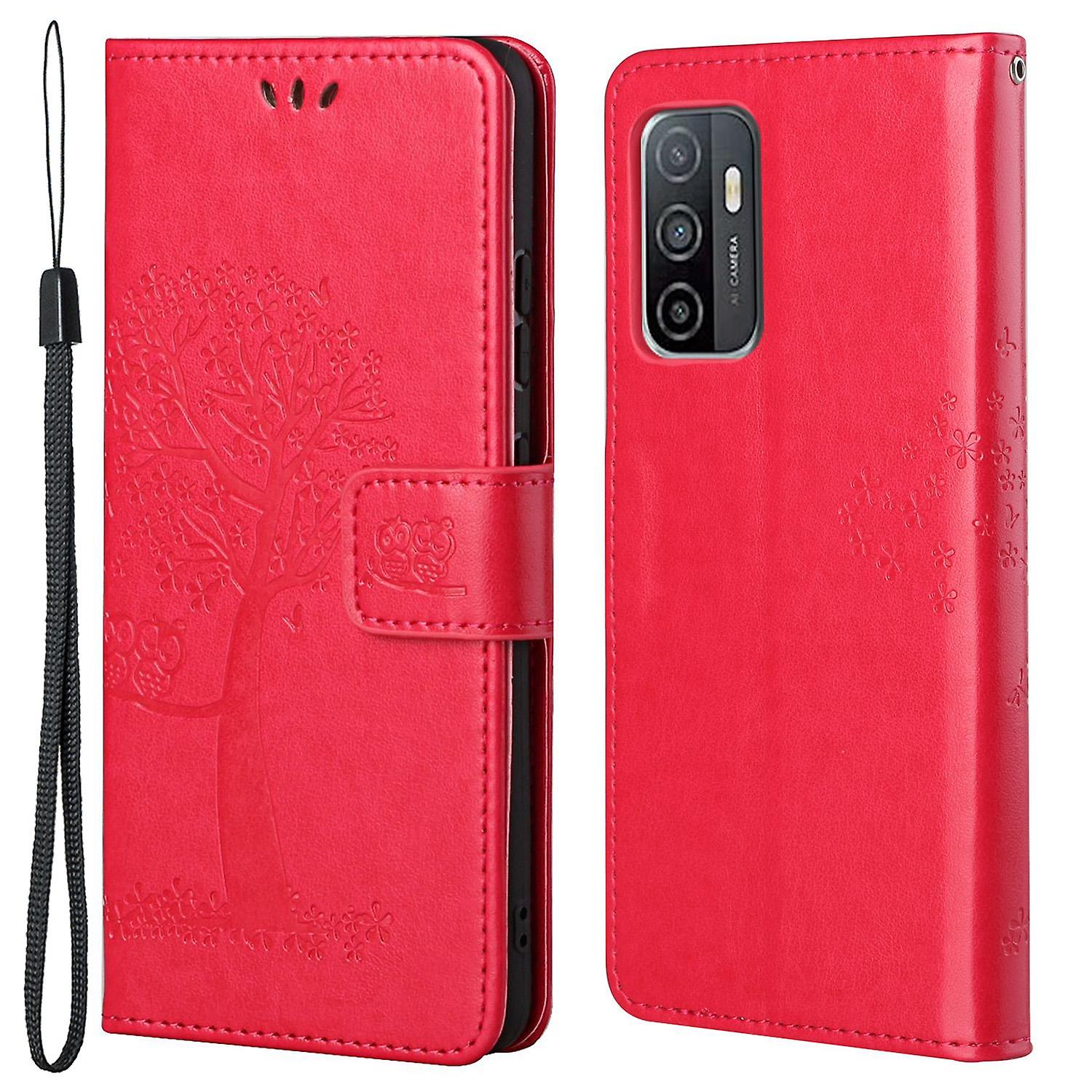 Owl Tree Wallet Flip Case Stand Magnetic Closure Folio Cover with Strap for Samsung Galaxy A53 5G