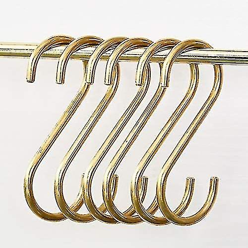 New,suitable 6 Pack S Hooks Gold S Shaped Brass Hooks Hanging Pot Pan Coffee Cup Rack Hooks For Ki