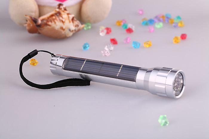 7 Led Solar Portabd Flash Silver