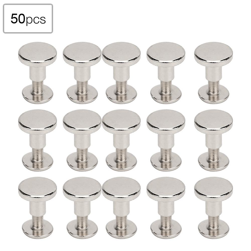 50 Set 8mm Pure Copper Flat Head Rivets for Leather Strap Screws, Notebook Binding Hardware Kit Silver Durable and Corrosion Resistant