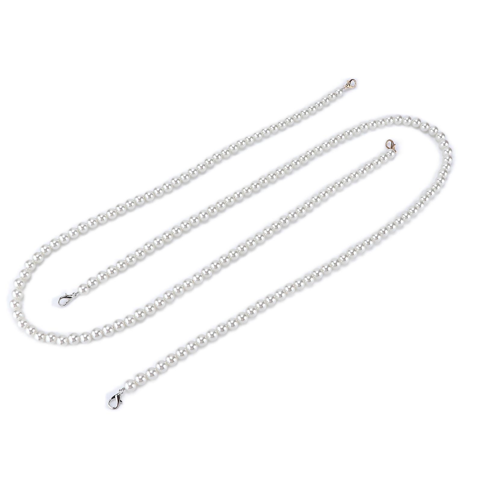 Conjunto de 2 Bolsas de Mão Simples e Elegantes com Corrente de Pérolas Imitadas