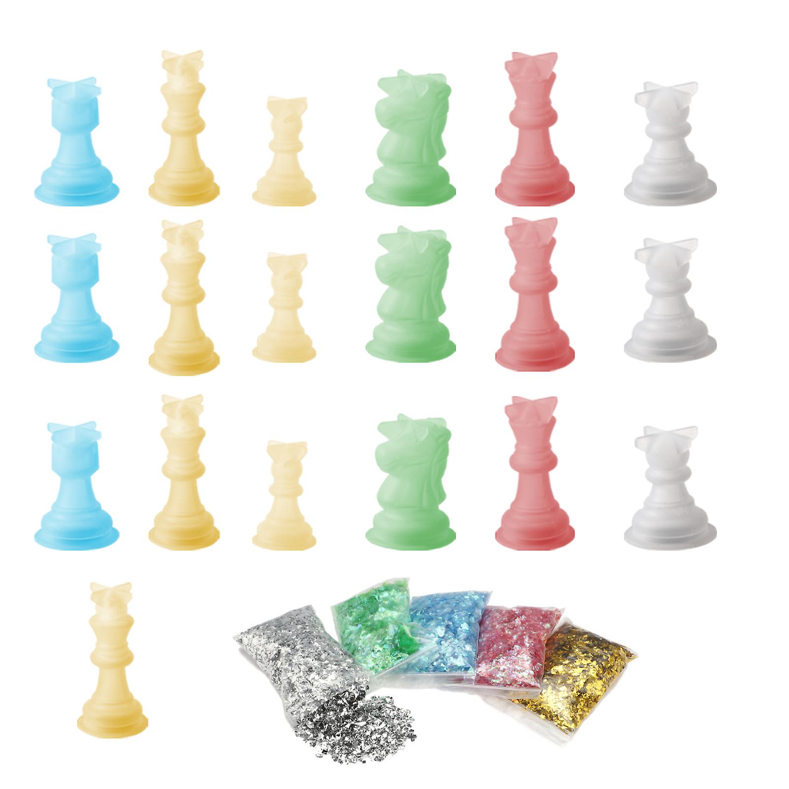 21Pc Chess Resin Mold Craft Making DIY Art Sets Multi-color Silicone Mould Hot
