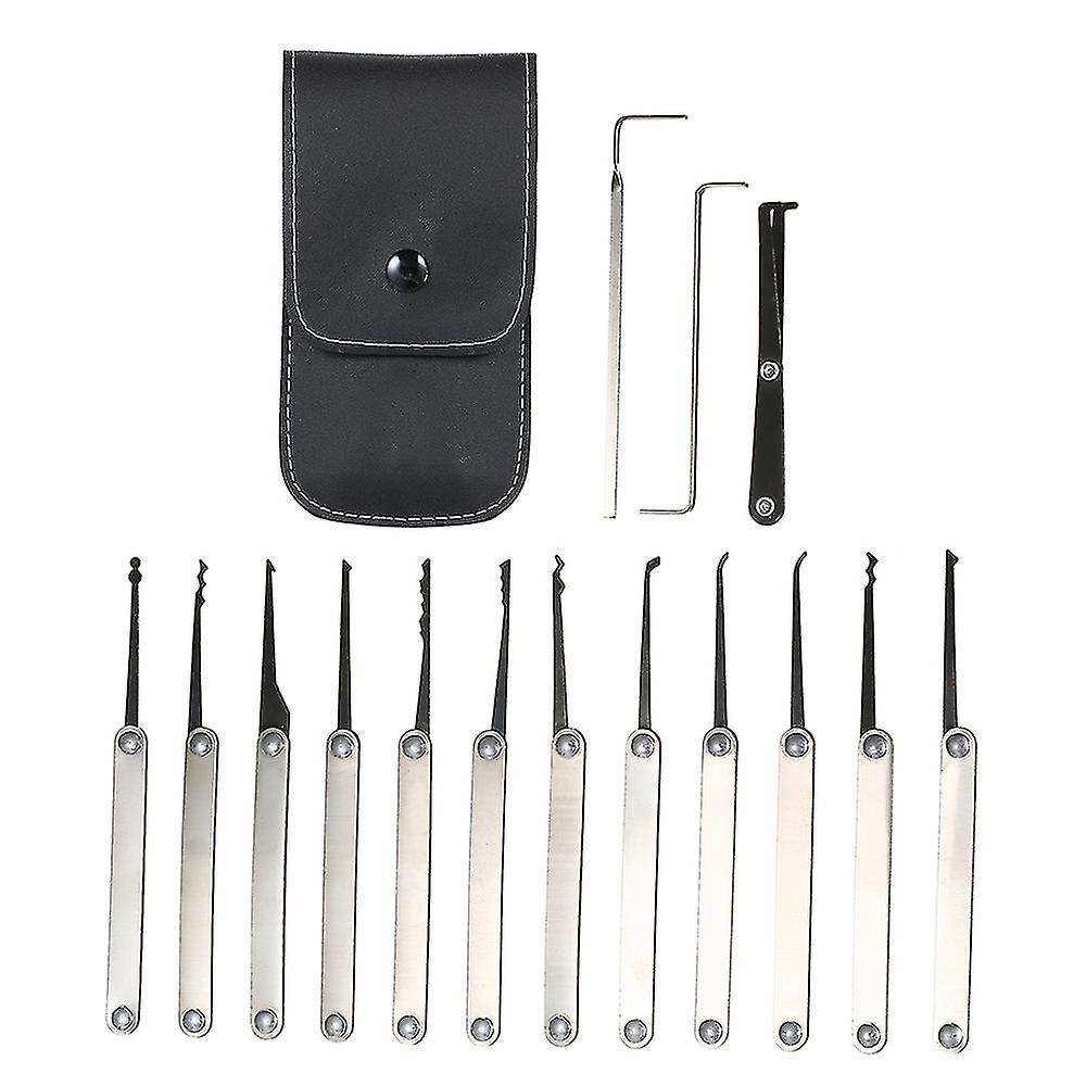15 PCS Lock Picking Set Stainless Steel Lock Kit Practice Training Lock Tool for Locksmith Beginners