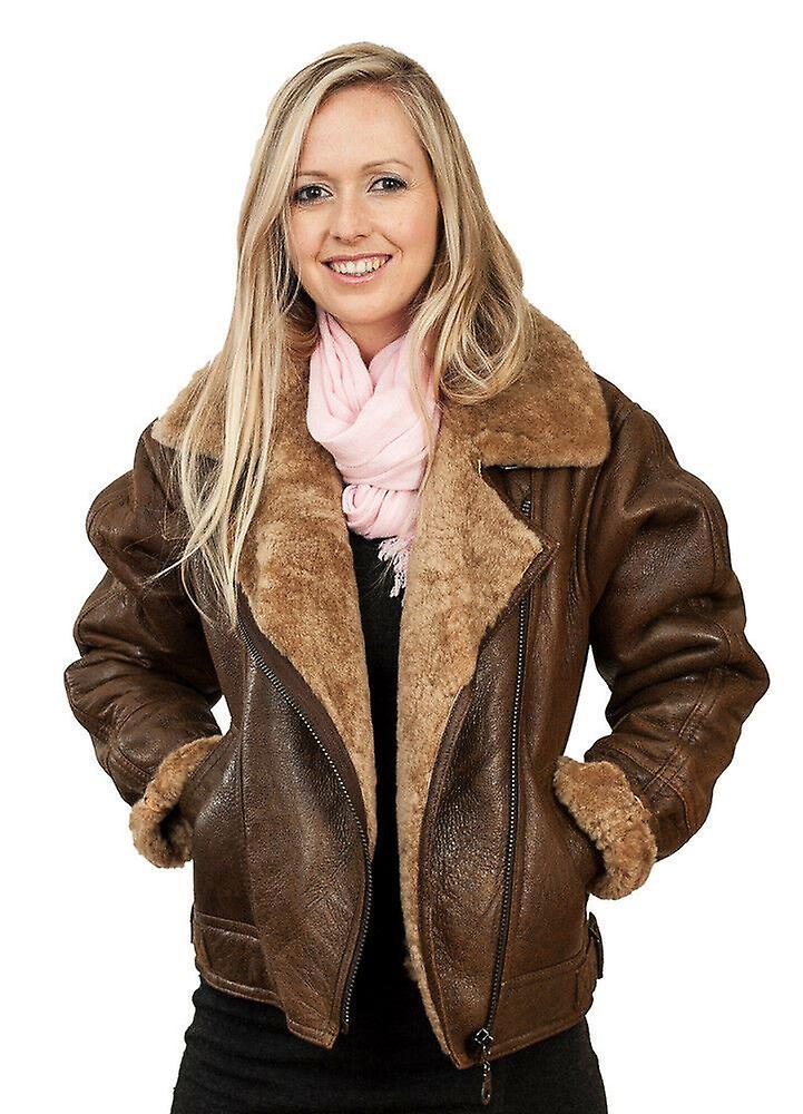 Infinity Leather Men's Brown Ginger Wo's Brown B3 Ginger Sheepskin Leatherjacket Large