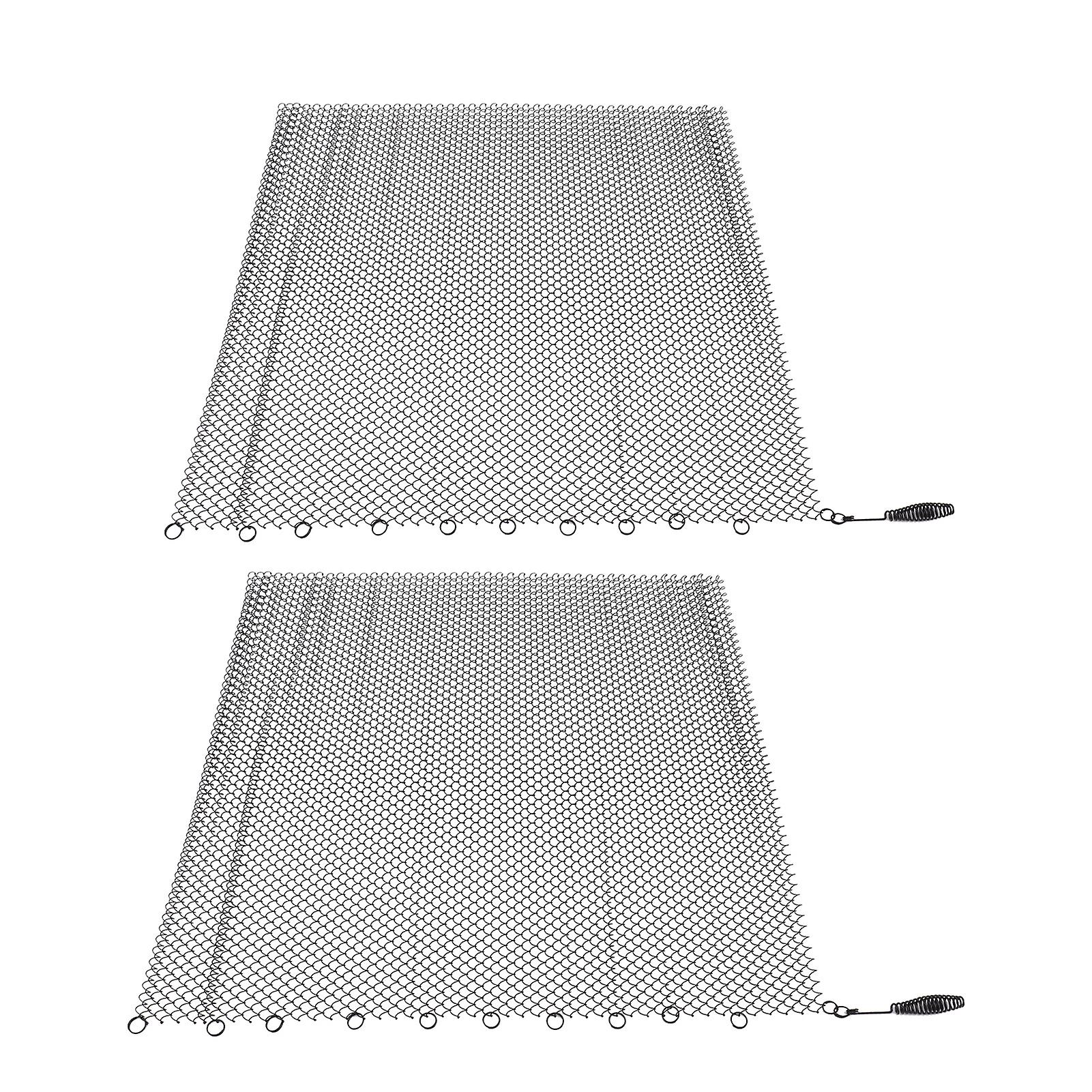 Rideau de cheminée en maille, 2 larges panneaux suspendus, écrans de remplacement pour cheminée à bois domestique, noir, 61 x 45 cm