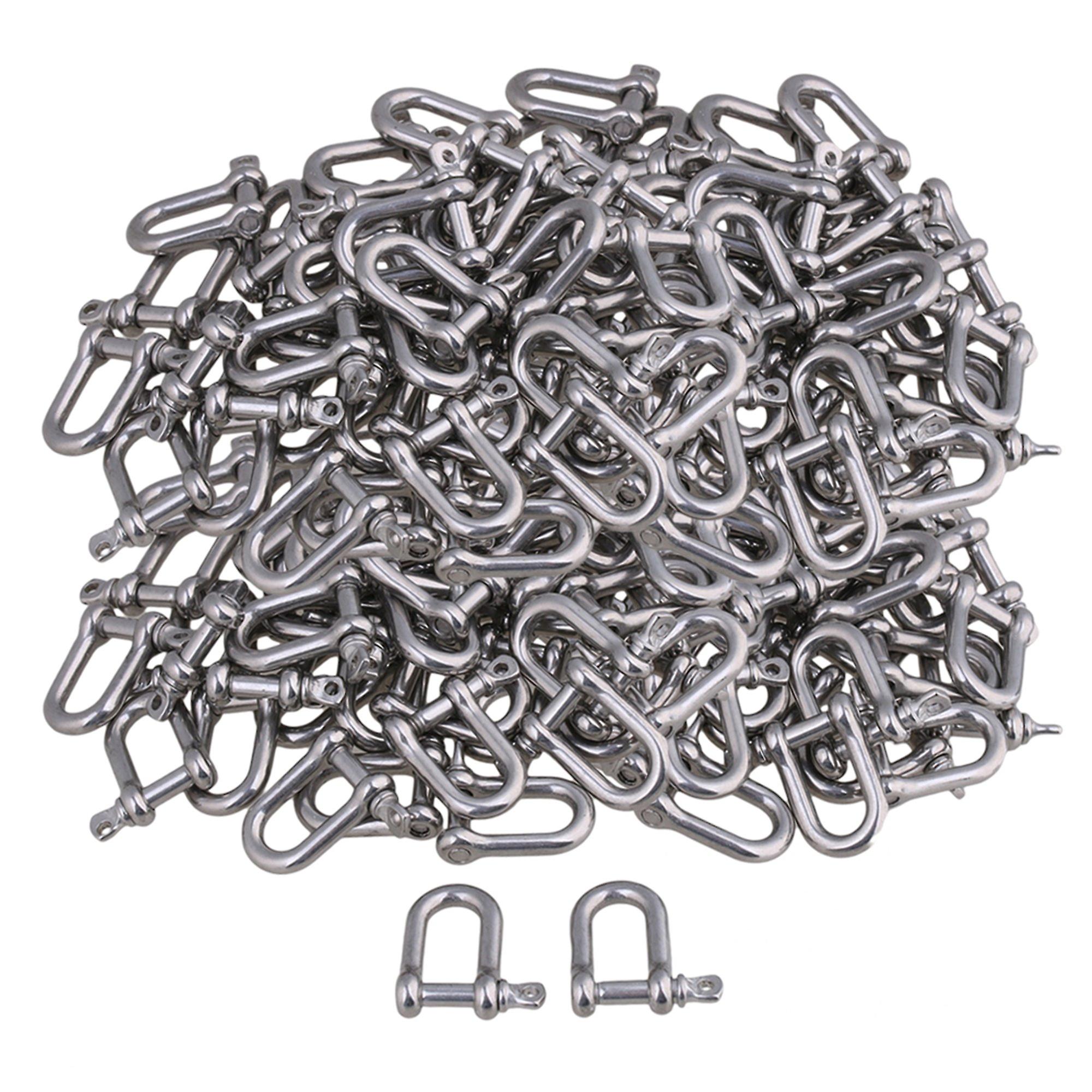 100 Pieces 26x22mm Silver 304 Stainless Steel M4 D Shackle Rigging Tool