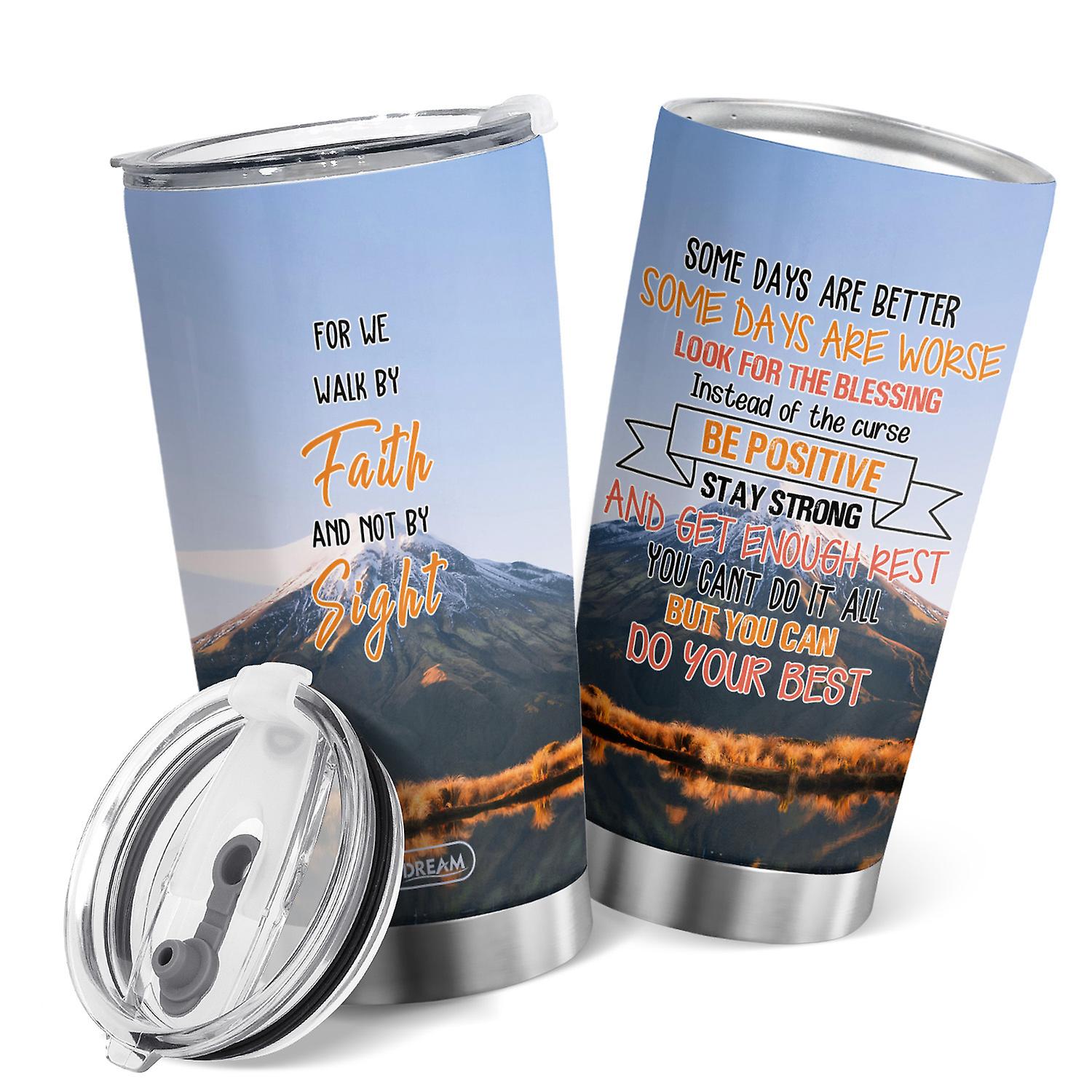 Oasisdream 20oz Double Wall Vacuum Insulated Tumbler with Mountain Sight Design