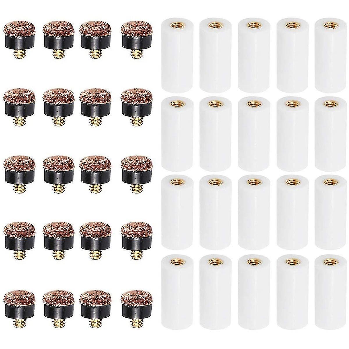 Lot de 20 embouts de queue de billard avec embouts de queue de billard de 12 mm, embouts à visser de remplacement pour N