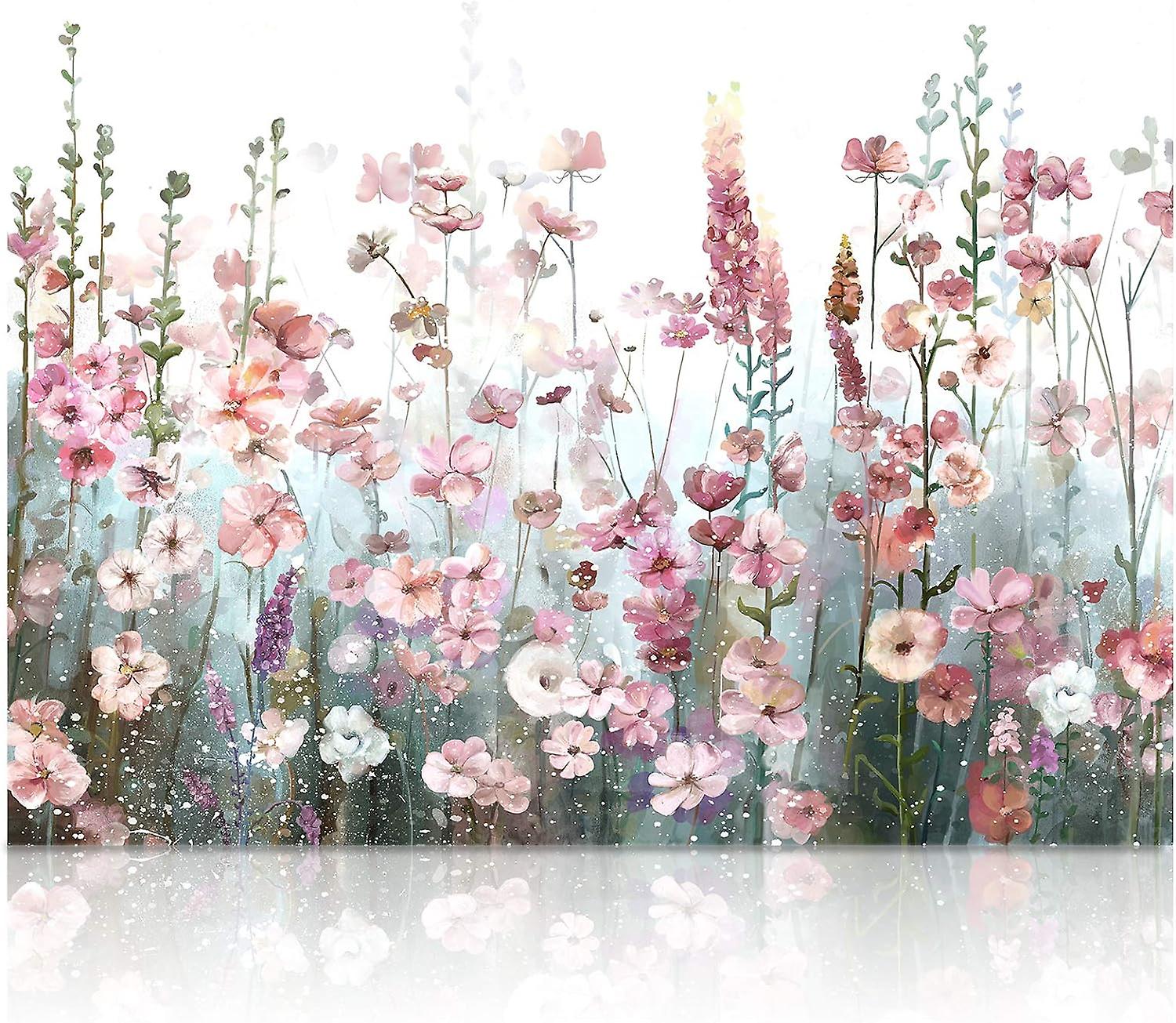 (30x40cm)Paint by Numbers for Adults Flowers Pink, Colorful Canvas DIY Oil Painting Kits for Beginne