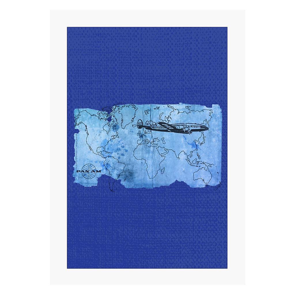 Pan Am World Map A4 Print