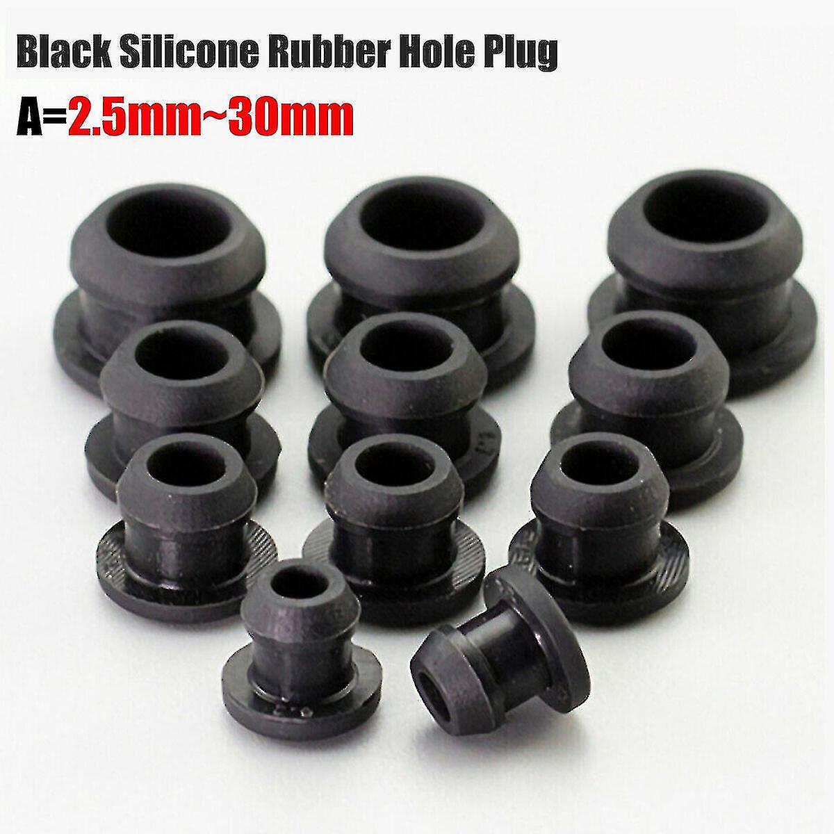 Silikone gummi snap-on hulprop 2,5 mm~30 mm sorte blindkapper til rør