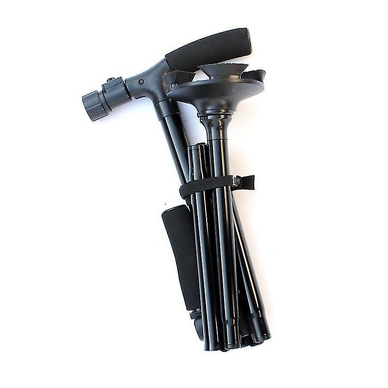 LED folding doublehanded elderly cane with light aluminum alloy universal small fourlegged cane