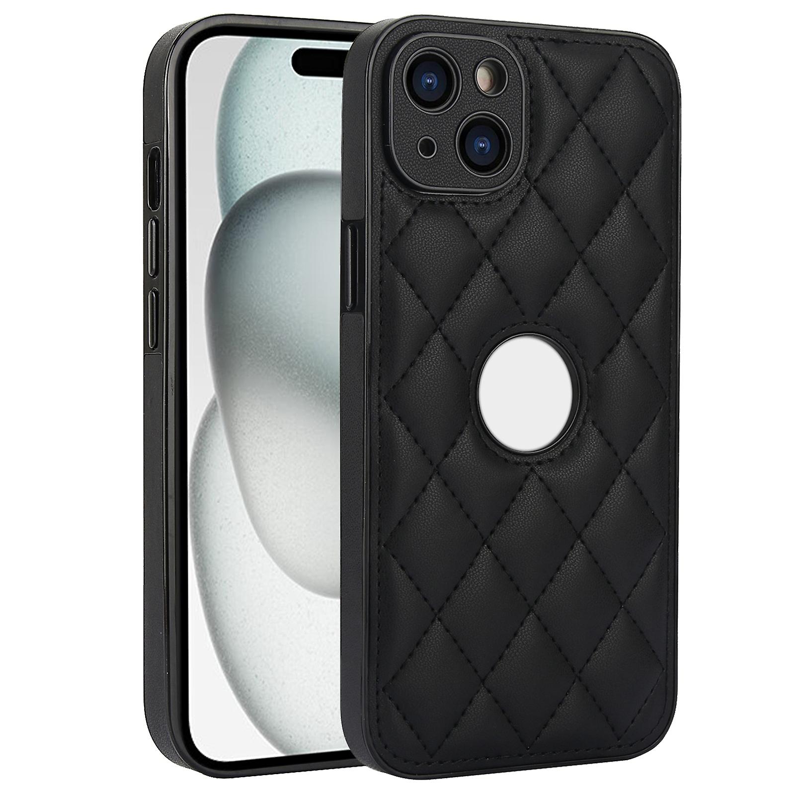 For iPhone 15 Plus Rhombic Leather Back Cover Phone Case