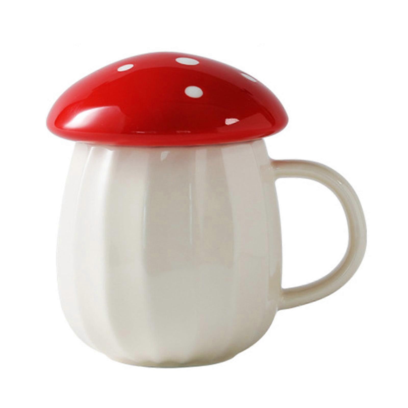 Interesting Ceramic Mushroom Cup Milk Coffee Cup With Lid