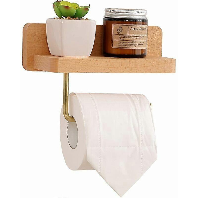WC-Rollenhalter aus Holz mit Ablage Selbstklebender wandmontierter WC-Rollenhalter für das Badezimmer