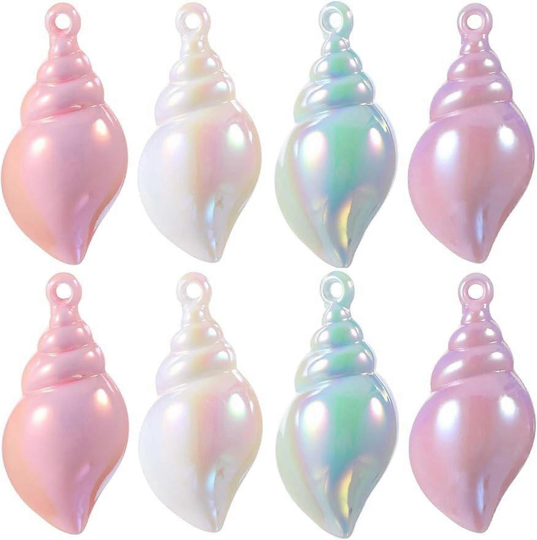 1 Box 16pcs 4 Styles Conch Shell Charms Bulk Seashell Charms Whelk Sea Shells Acrylic Plastic Glitter Ocean Spiral