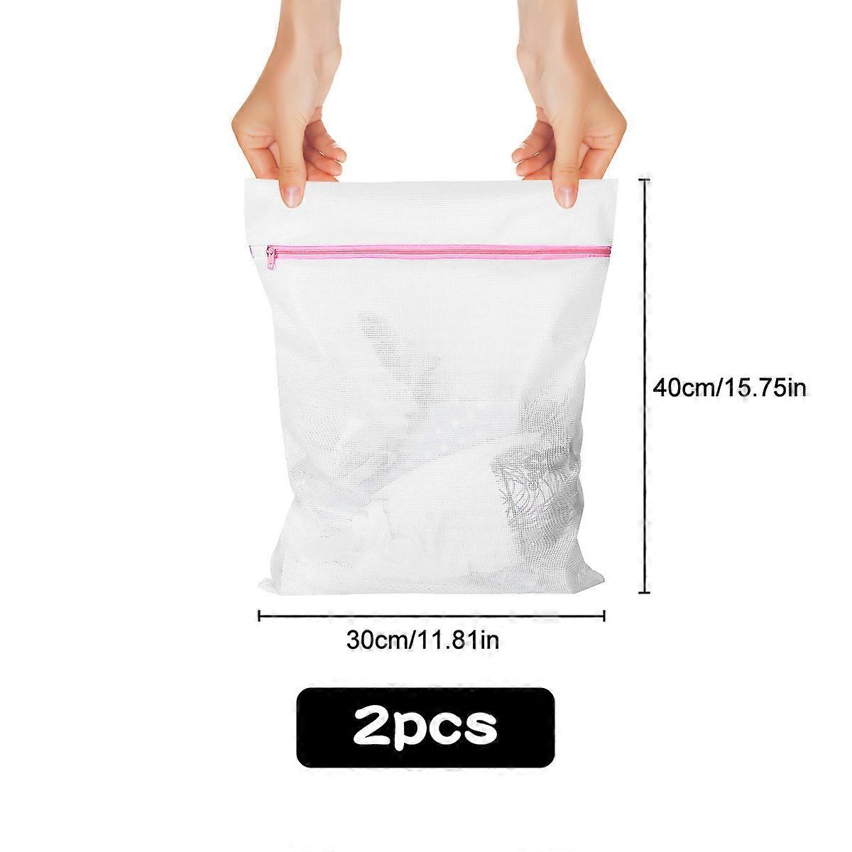 2pcs Premium Thickened Mesh Laundry Bags with Zipper - Durable, Anti-knotting, and Easy to Clean - Perfect for Washing Machines, Travel, and Home Use
