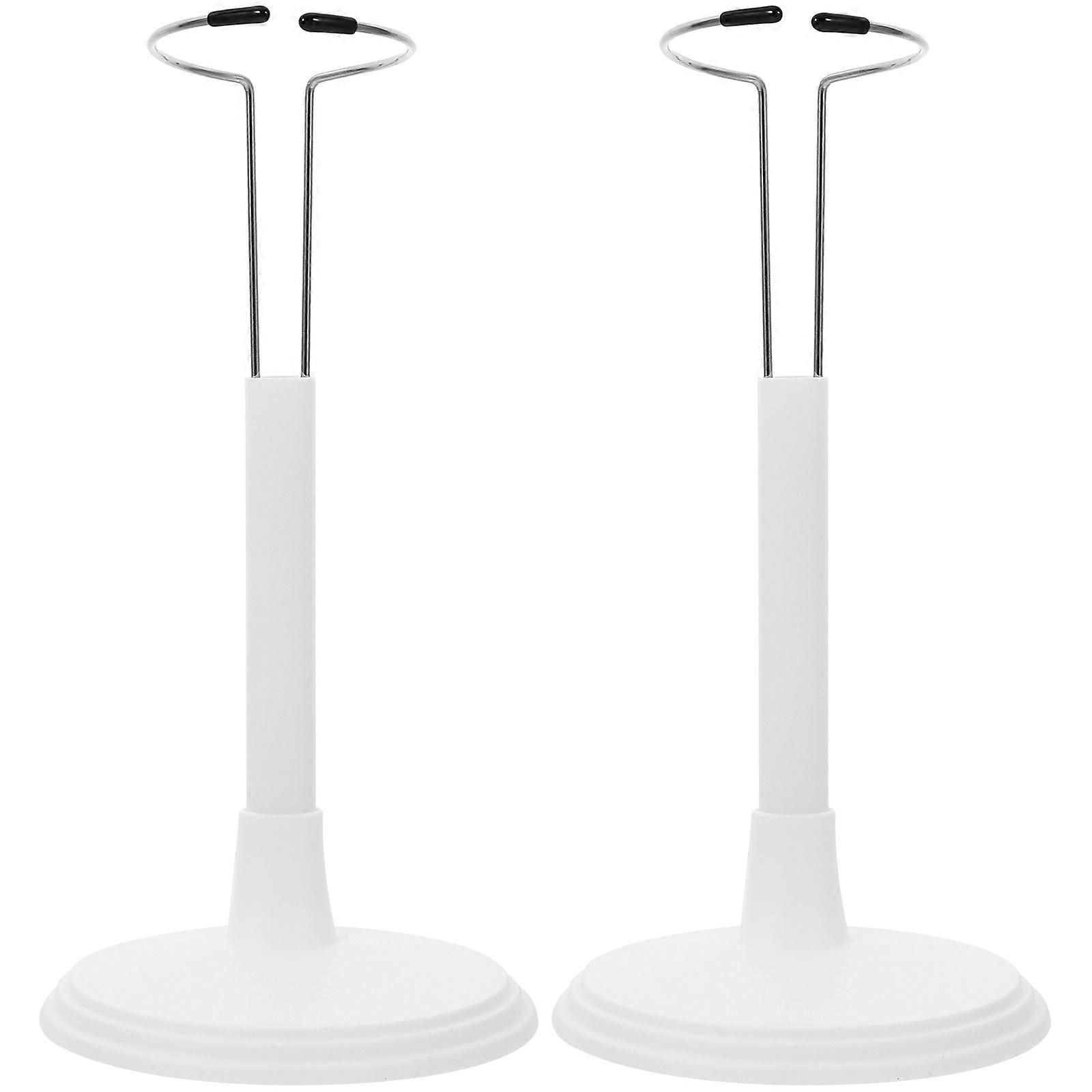 2Pcs Creative Doll Bracket Support Portable Toy Stand Fashion Doll Storage Rack Display Rack for Home Store (White Rack for 25cm Doll)
