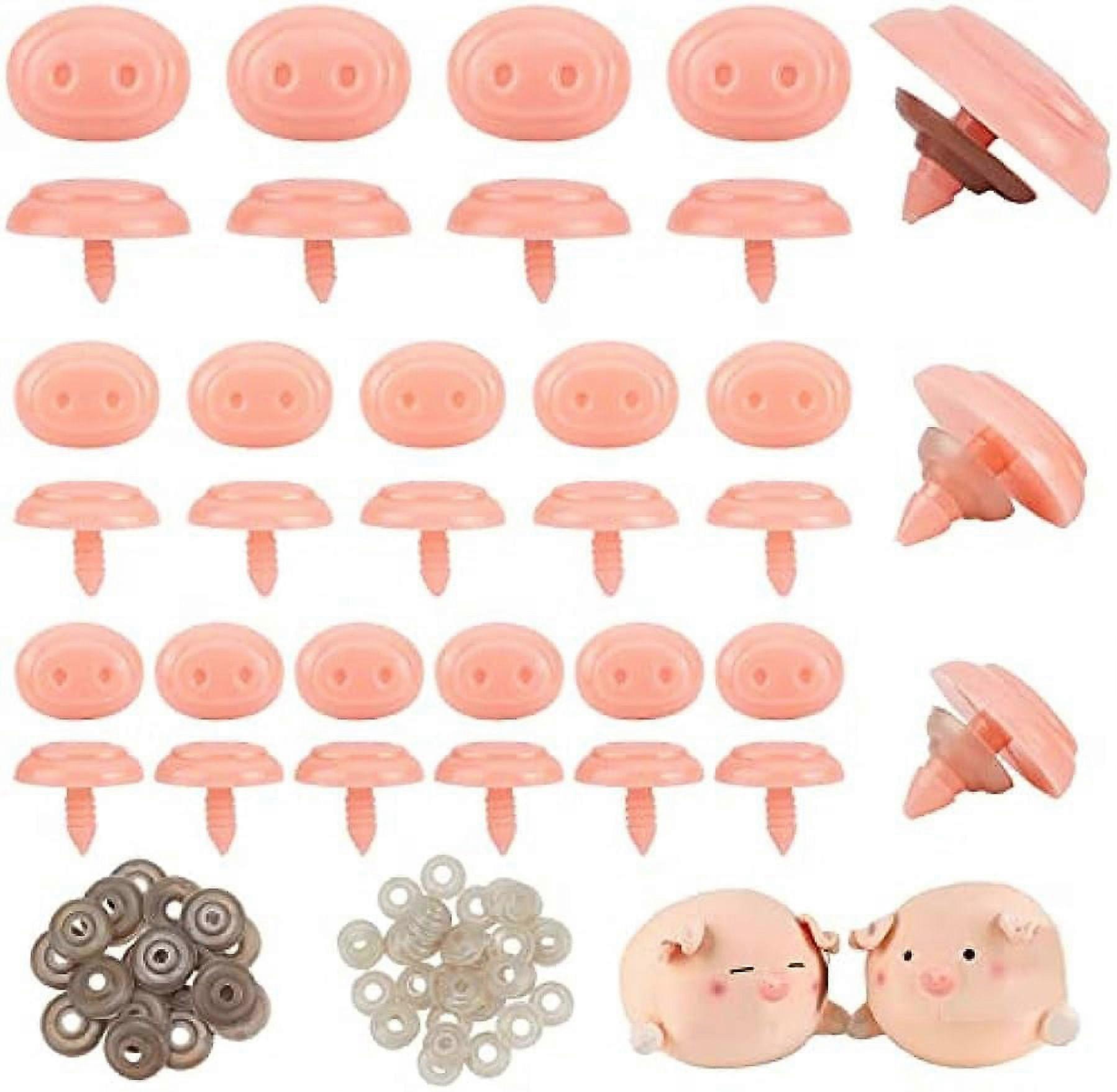 120pcs Oval Craft Pig Nose 5 Size Plastic Animal Safety Nose with 60pcs Precise Washers