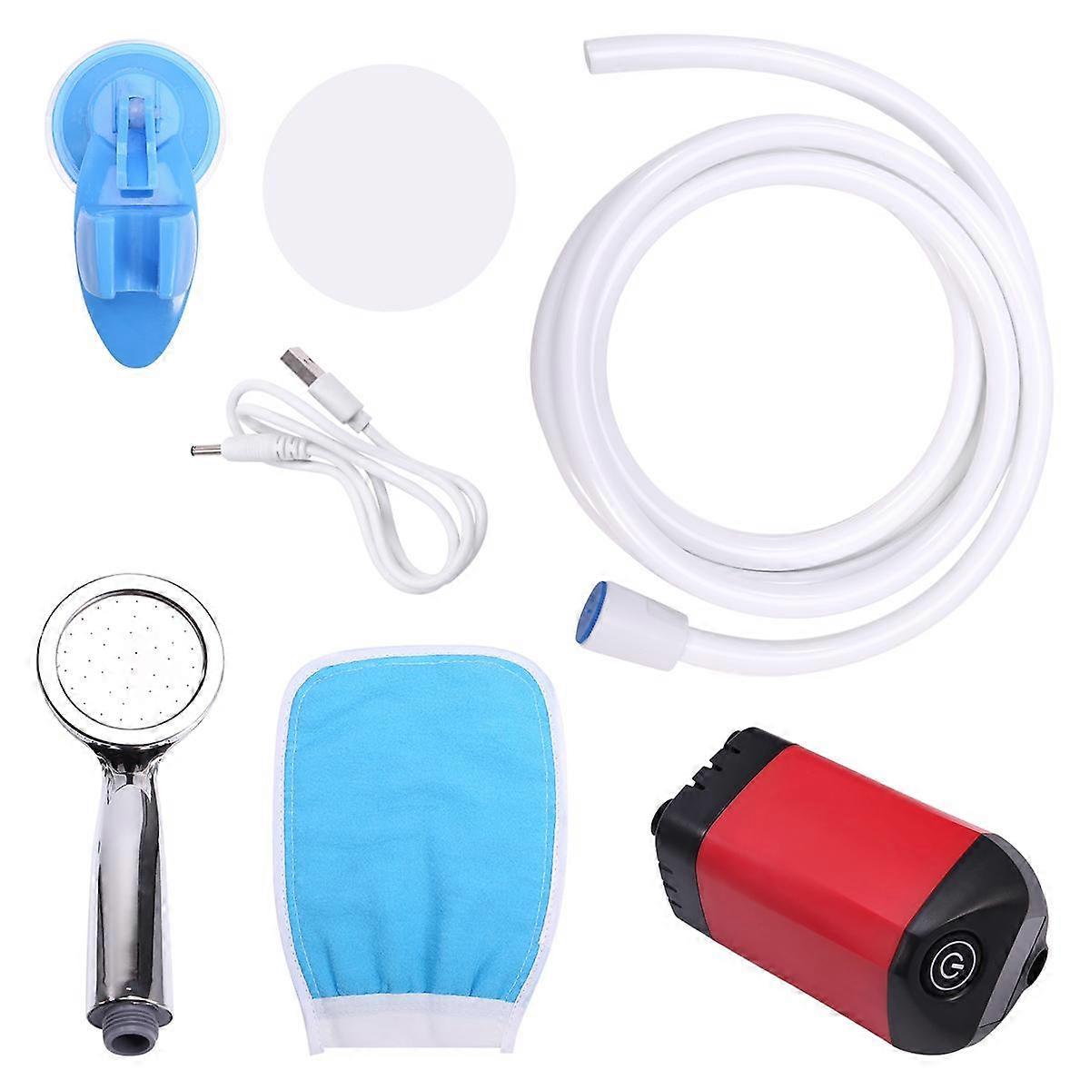 Portable Camping Electric Shower Pump IPX7 Waterproof with Temperature Display for Hiking, Backpacking