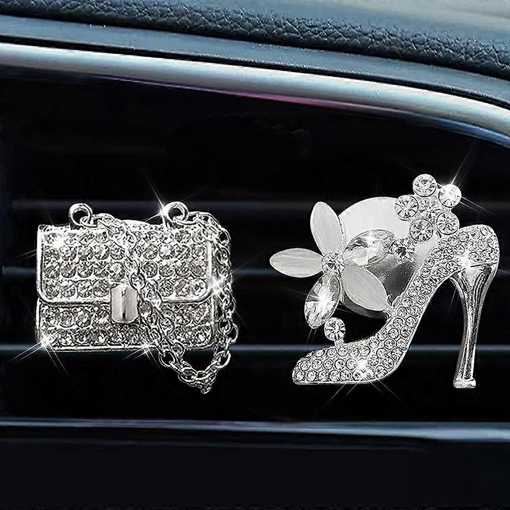 2er-Pack Auto Air Vent Clip Charms, Crystal Auto Diffusor Vent Clip, Strass Öl Diffusor Vent Clip, 