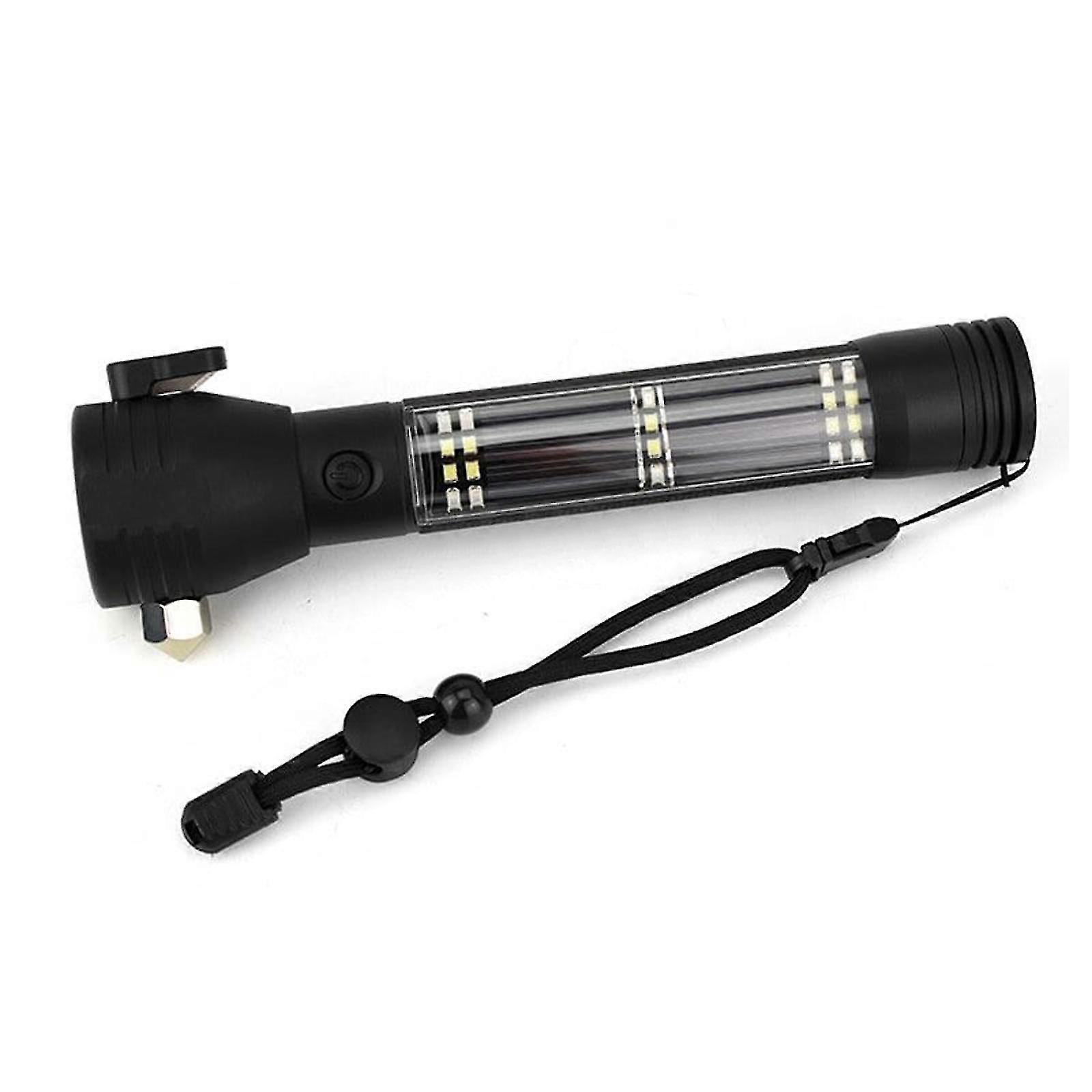 Solar Power LED Flashlight Multi-functional Safety Hammer Torch Light Flashlight,2024 Ping
