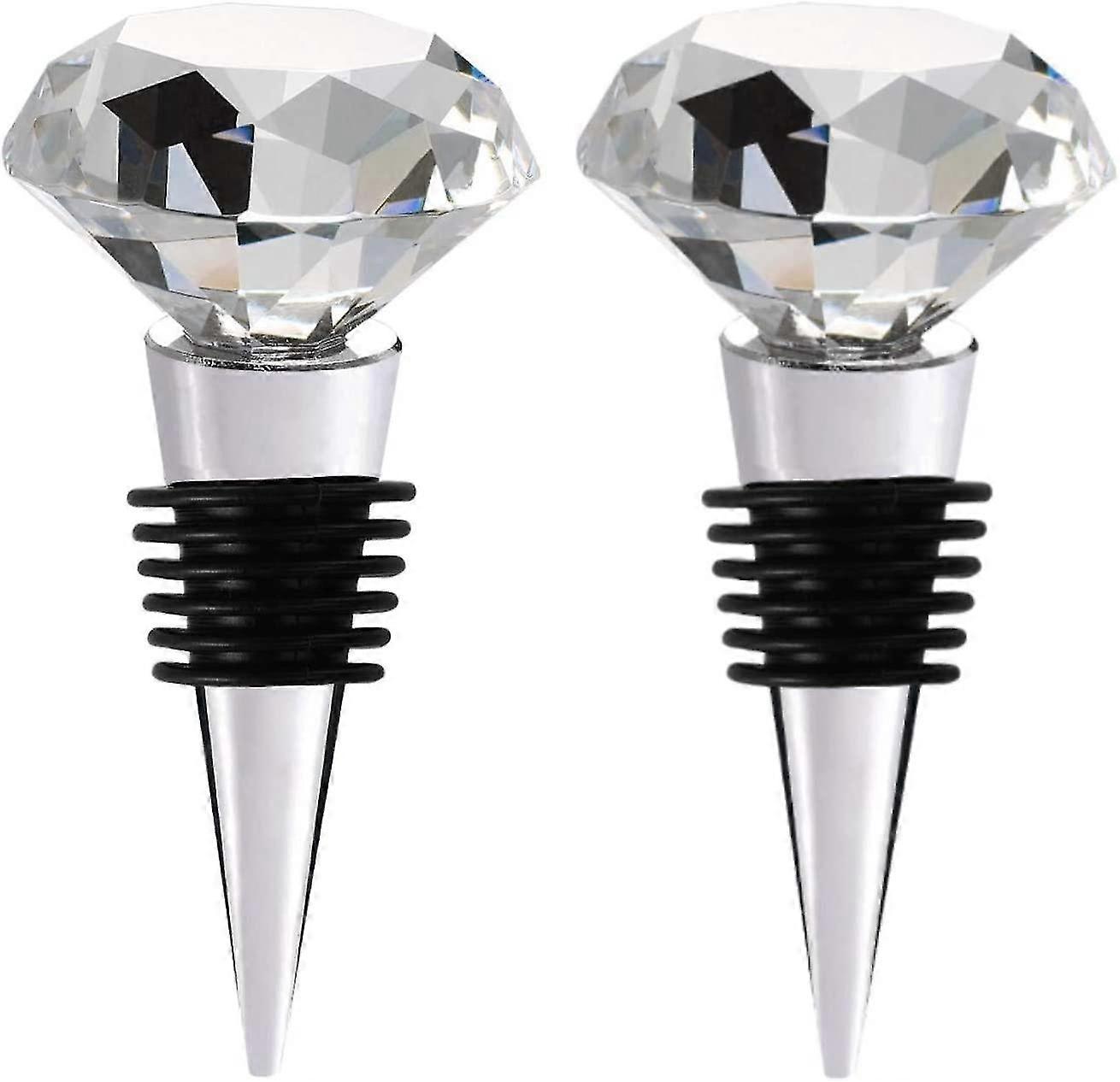 2pcs Wine Bottle Stoppers With Gift Box, Decorative Crystal Diamond Wine Stopper Glass Corks For Wine Bottles Keep Wine Fresh