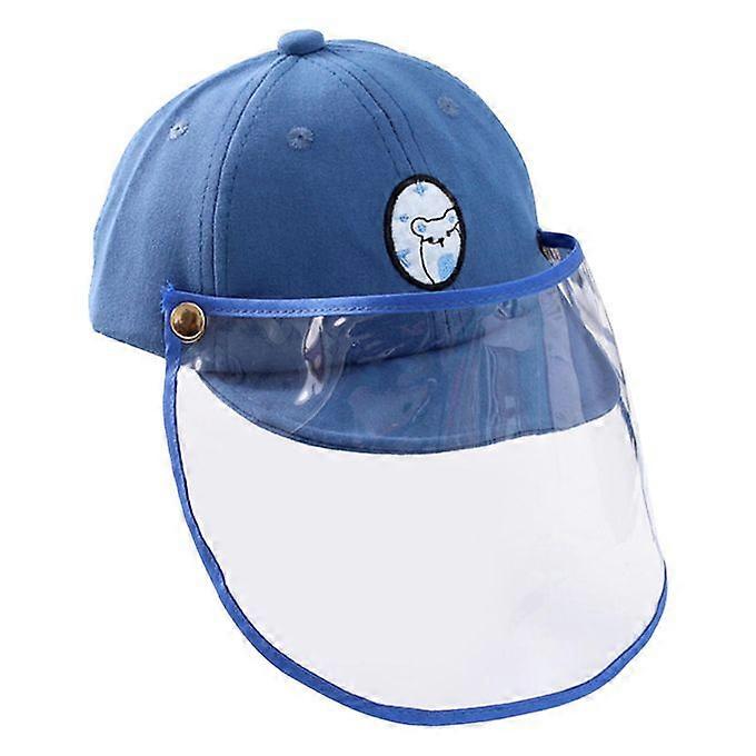 Cartoon Cute Protection Hat Cap With Face Shield For Kids Babies Blue