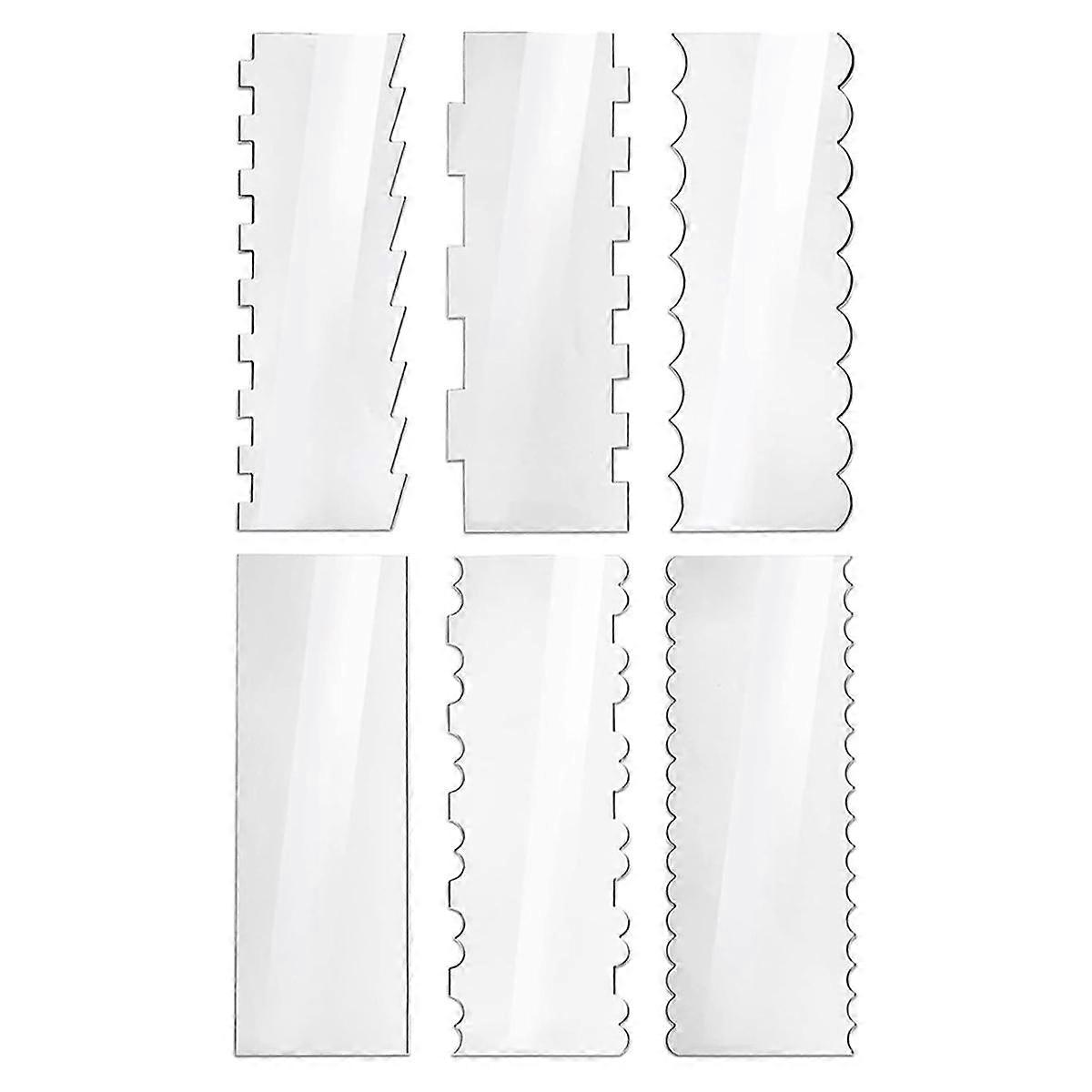 Set of 6 Clear Acrylic Cake Spatulas, Cream Cake Spatulas, Smooth Cake Spatulas, Side Strip Cake Scrapers