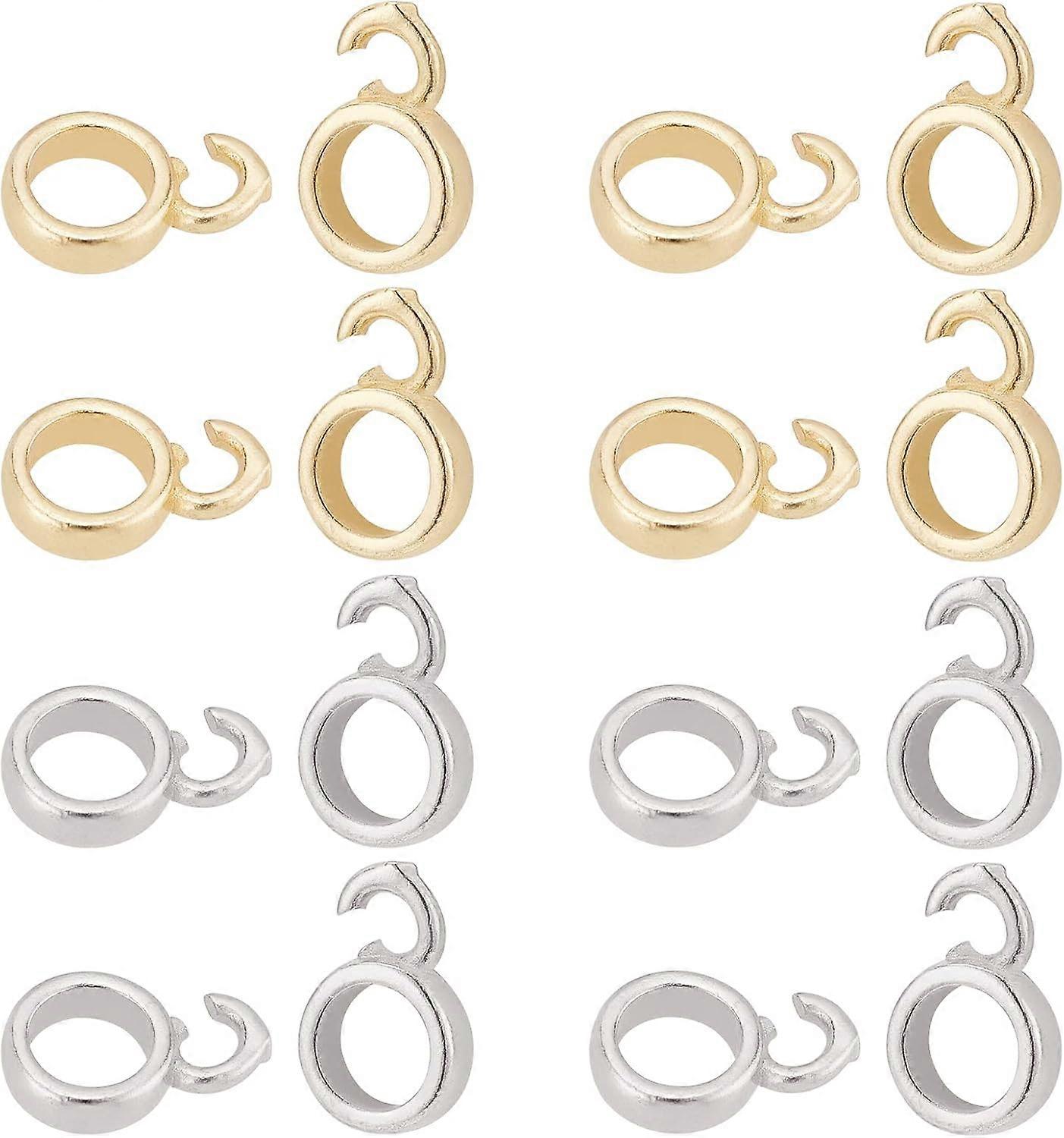 20 Pcs 2 Colors Connector Bail Beads Brass Hanger Links Bail Beads Hanger Dangle Spacer Bead with Loop for Bracelet Jewelry Making Supplies Necklace D