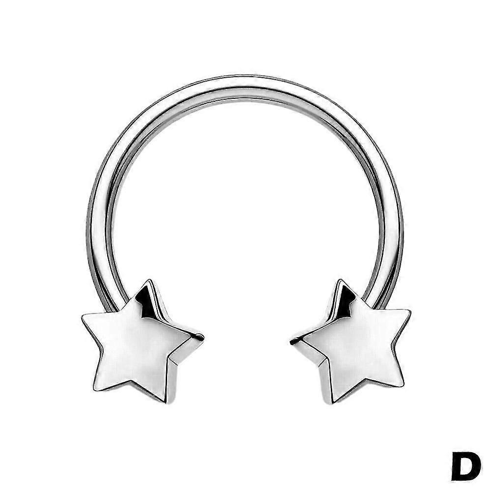 Ringe i rustfrit stål til septum, næse, hjerte, stjerne, stud, ørering, looppiercinger