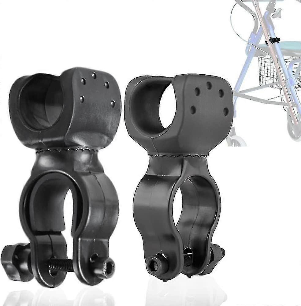 Cane Holder For Rollators, Walkers, Wheelchairs - Universal Support Accessory For Crutches, 360 Swivel, 2 Pieces