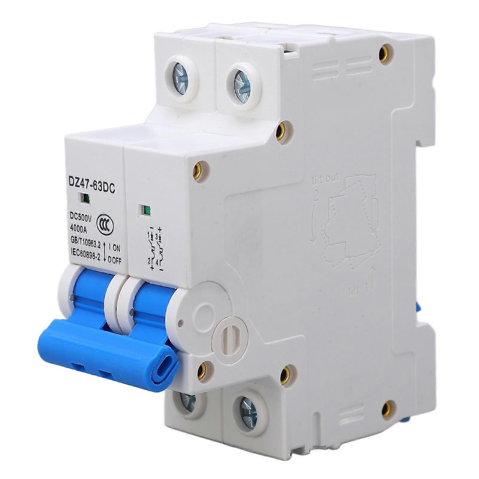 DC Miniature Circuit Breaker Upgraded 2P 500V Air for Solar PV System Panels Grid 50A