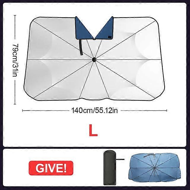 Foldable Sun Shade With Ring Pull Cord Front Windshield Car Sunshade Umbrella For Sedan Suv Pickup