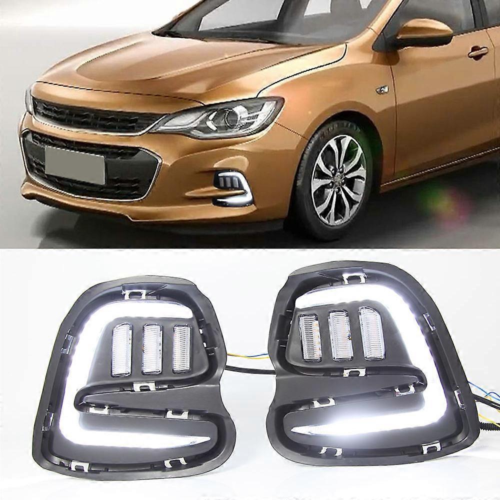 Car Flashing 1 Pair LED Daytime Running Lights Turn Signal Fog Lamp Cover For Chevrolet Cavalier 2016 2017 DRL