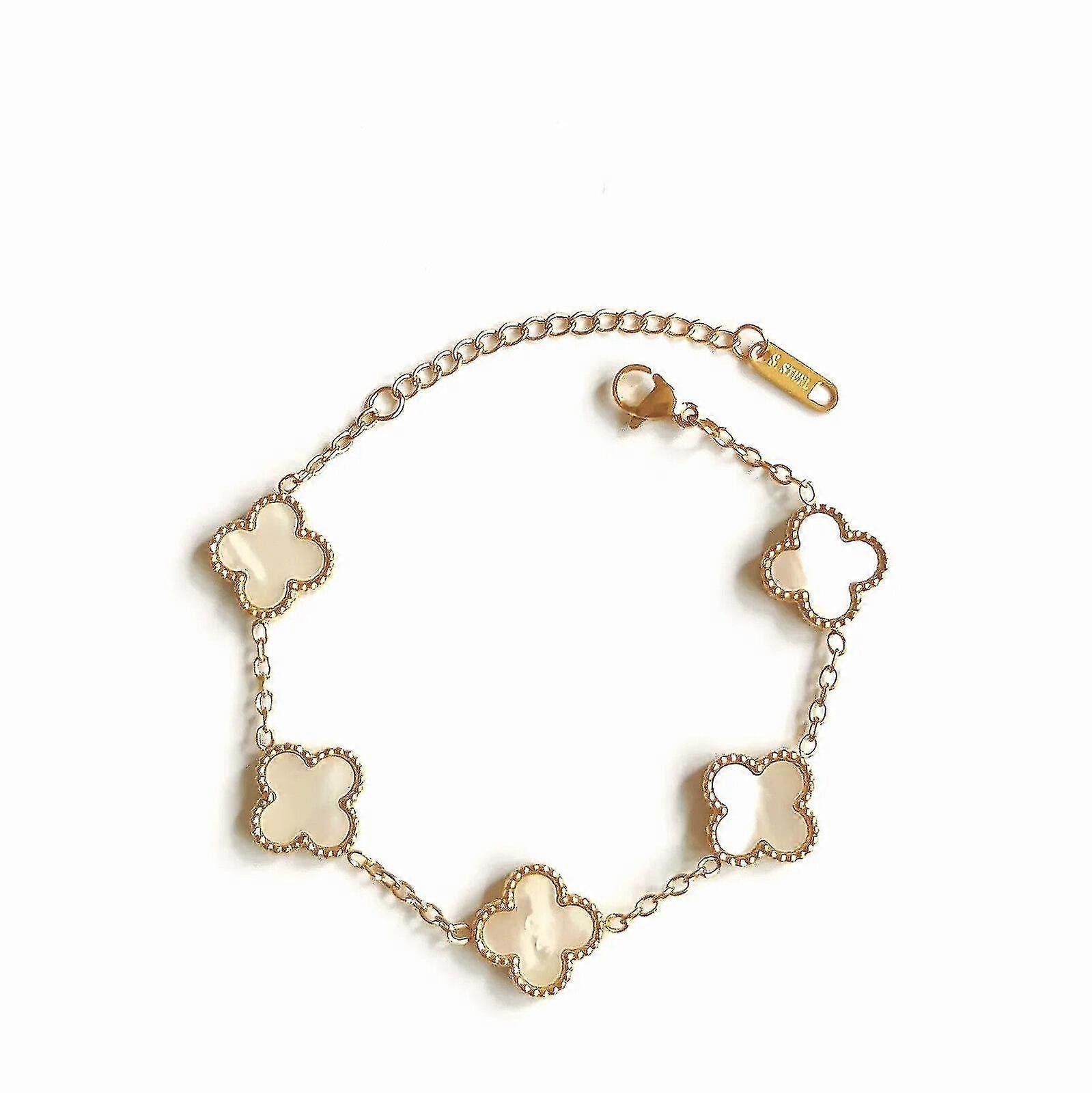 Four Leaf Clover- Pulsera 18k chapado en oro inoxidable Doubleside Aftermarket